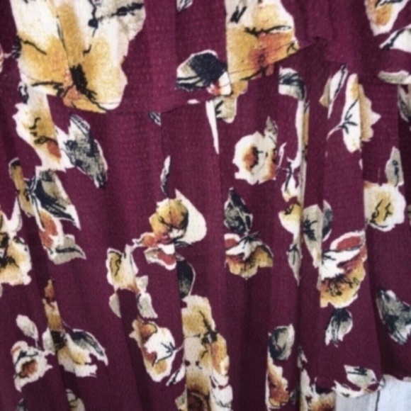 Altar'd State Red Floral Cold Shoulder Blouse - Picture 9 of 11